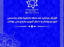 گزارش عملکرد سه ماهه کارگروه های تخصصی امور نوجوانان و دانش آموزی مجمع ملی جوانان 